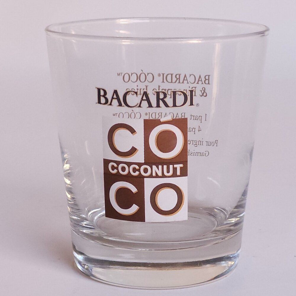 BACARDI COCONUT RUM GLASS with mixing recipe